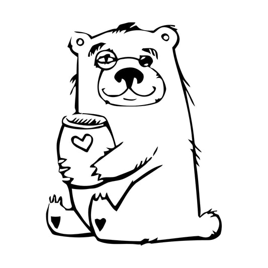 Wall Stickers Funny Bear With Honey Forest Animal Self Adhesive