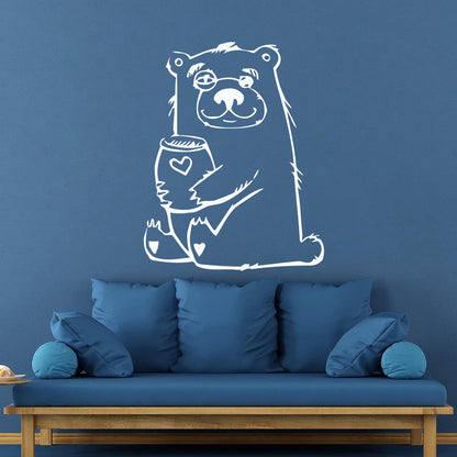 Wall Stickers Funny Bear With Honey Forest Animal Self Adhesive