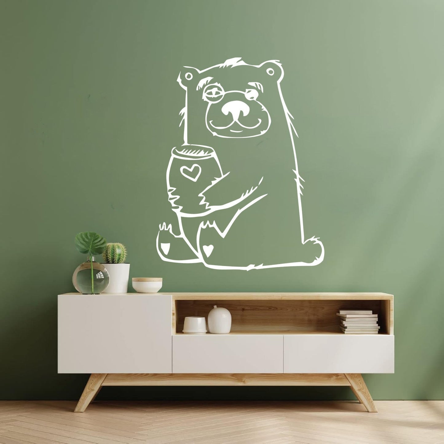 Wall Stickers Funny Bear With Honey Forest Animal Self Adhesive