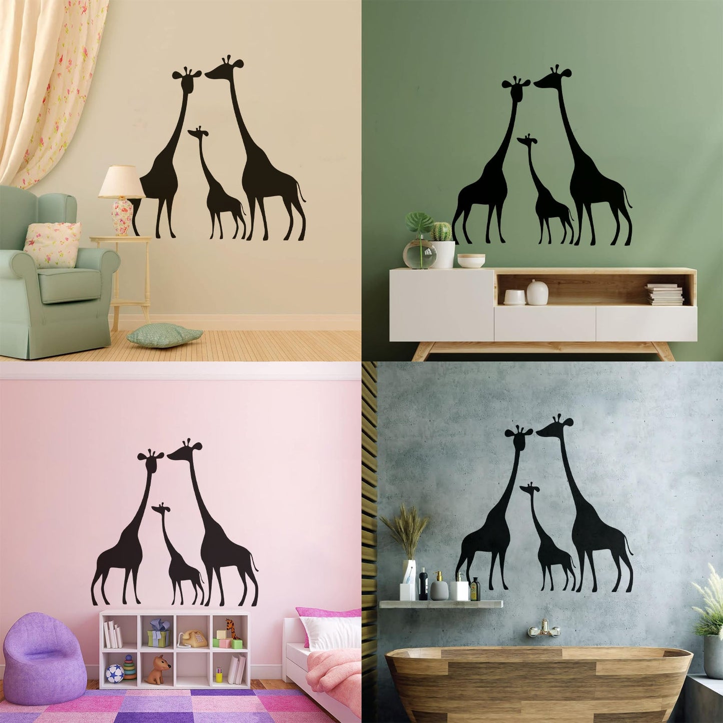 Wall Decals Pvc Giraffe Family Animals Africa Kids Art Mural Painting