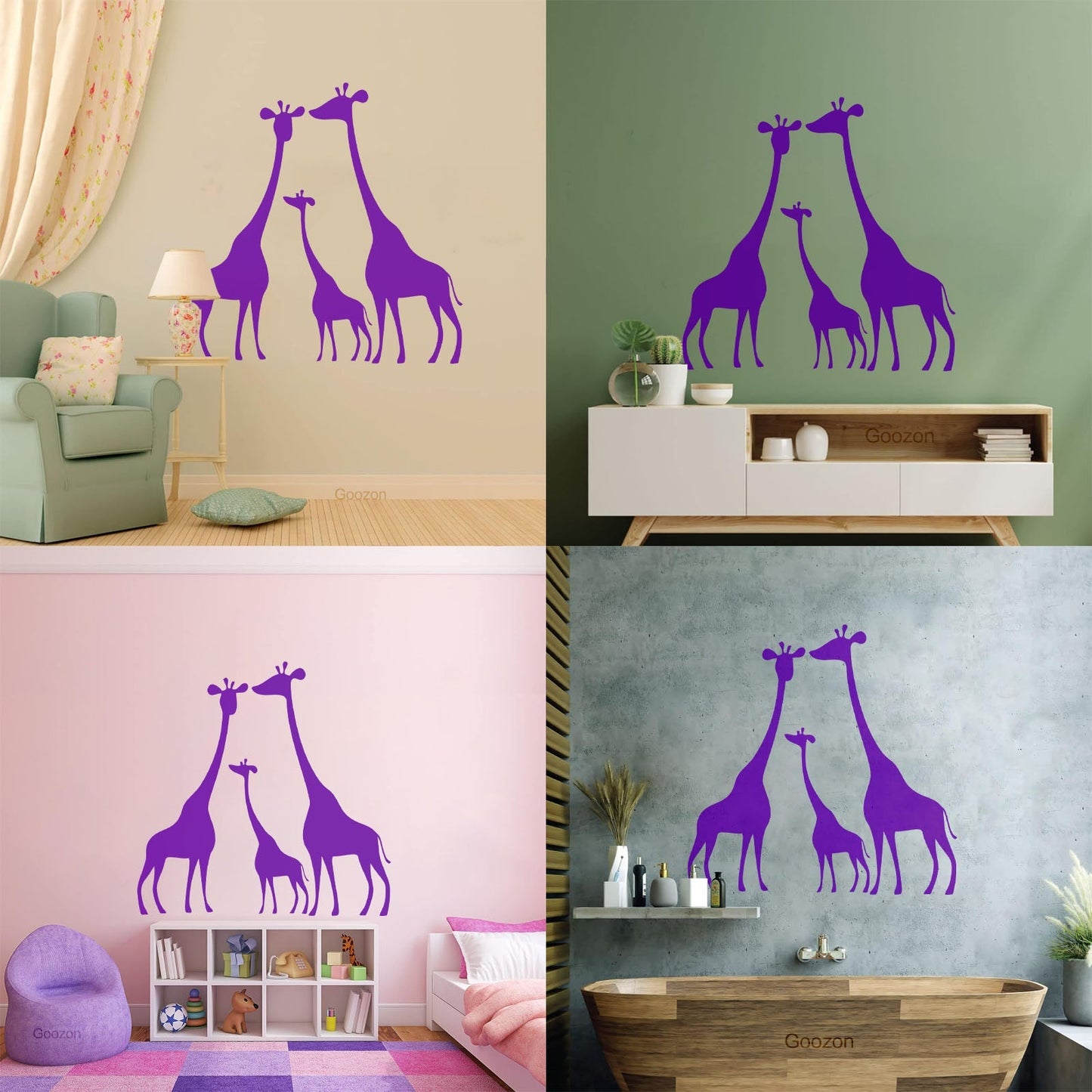 Wall Decals Pvc Giraffe Family Animals Africa Kids Art Mural Painting