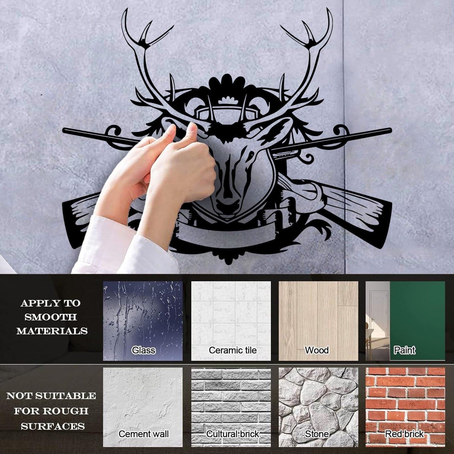 Vinyl Art Sticker Hunter Hunting Animals Deer Forest Hobbies Removable Without Leaving Glue