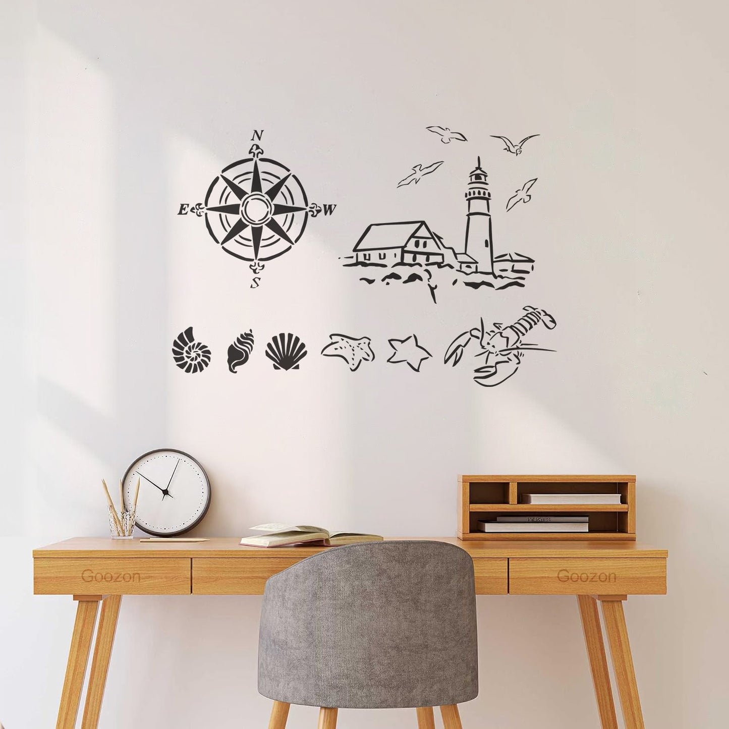 Wall Stickers Paster Paper Lighthouse Marine Animals Can Modify And Add Information