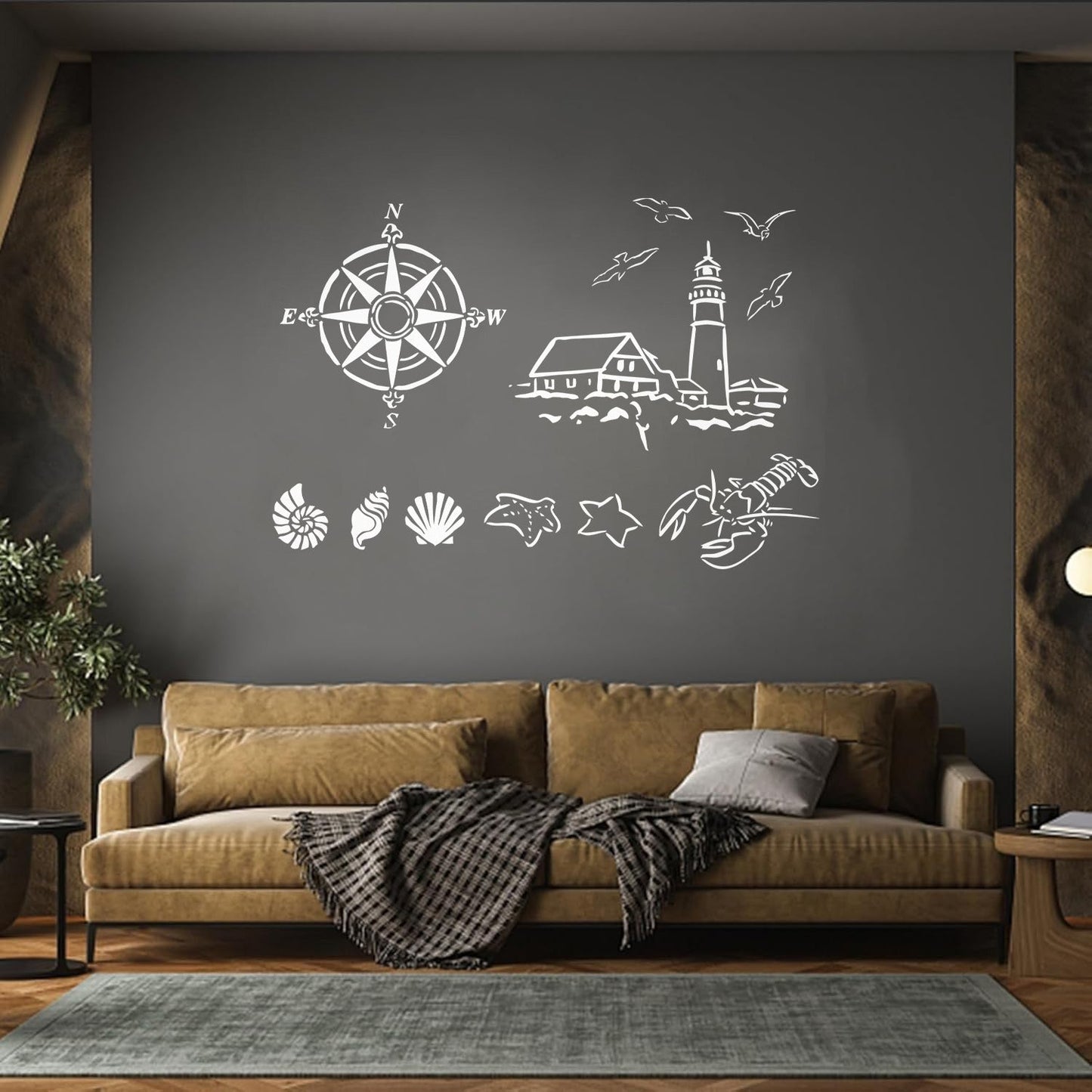 Wall Stickers Paster Paper Lighthouse Marine Animals Can Modify And Add Information