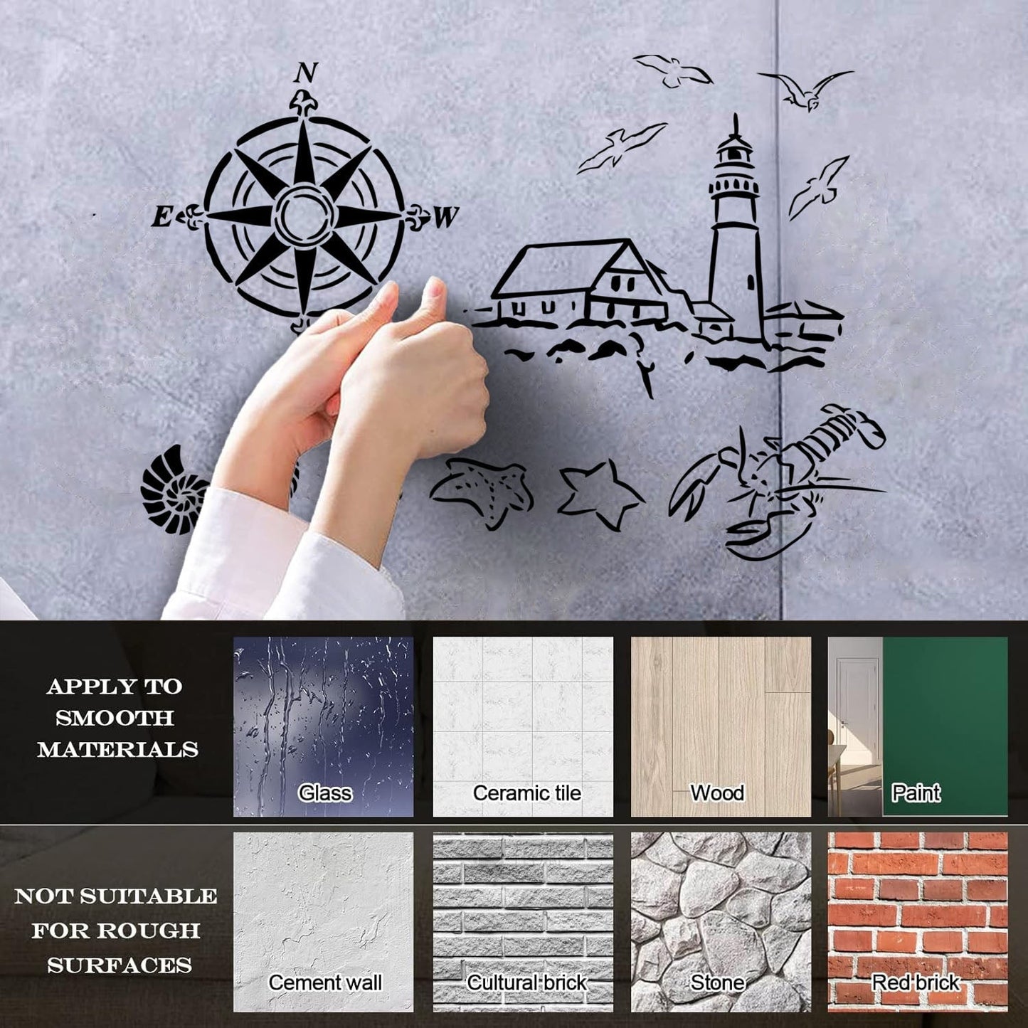 Wall Stickers Paster Paper Lighthouse Marine Animals Can Modify And Add Information