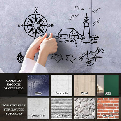 Wall Stickers Paster Paper Lighthouse Marine Animals Can Modify And Add Information