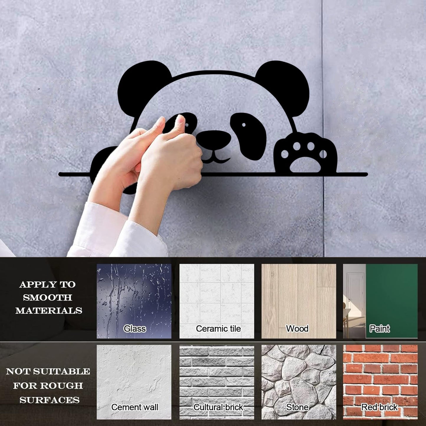 Lettering Decals Panda Bear Animal Cheerful Kids Window Decals