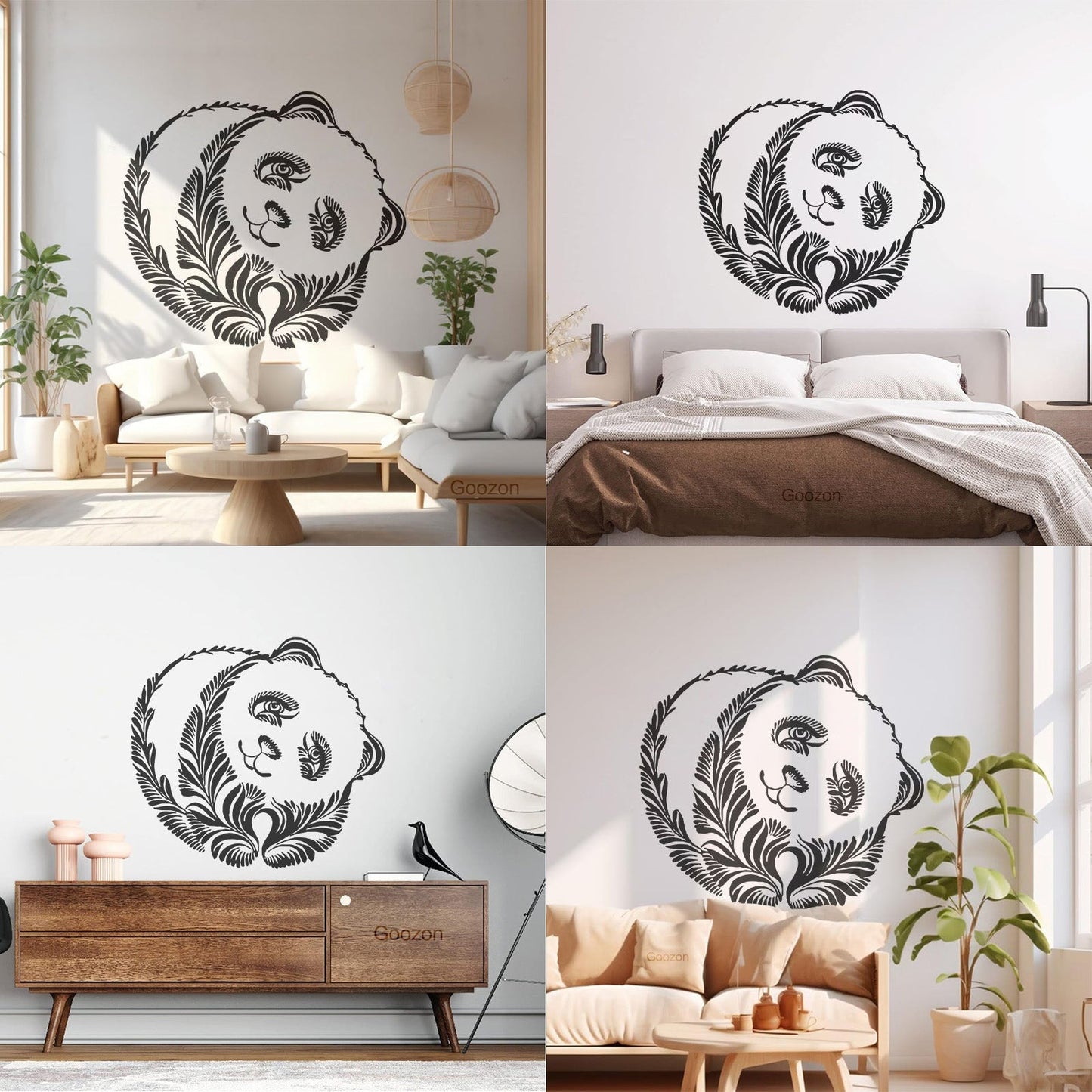 Wall Decals Pvc Panda Beer Animal Ornament Tribal Glass Stickers