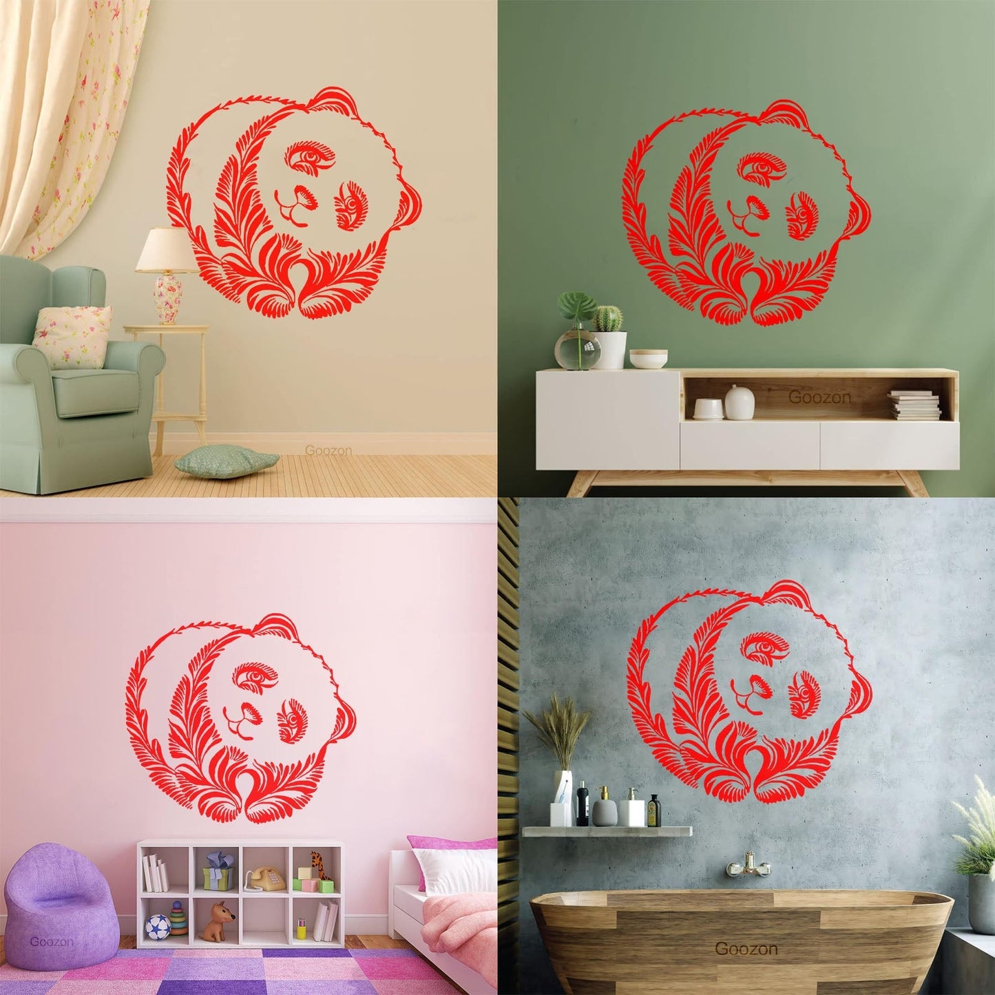 Wall Decals Pvc Panda Beer Animal Ornament Tribal Glass Stickers