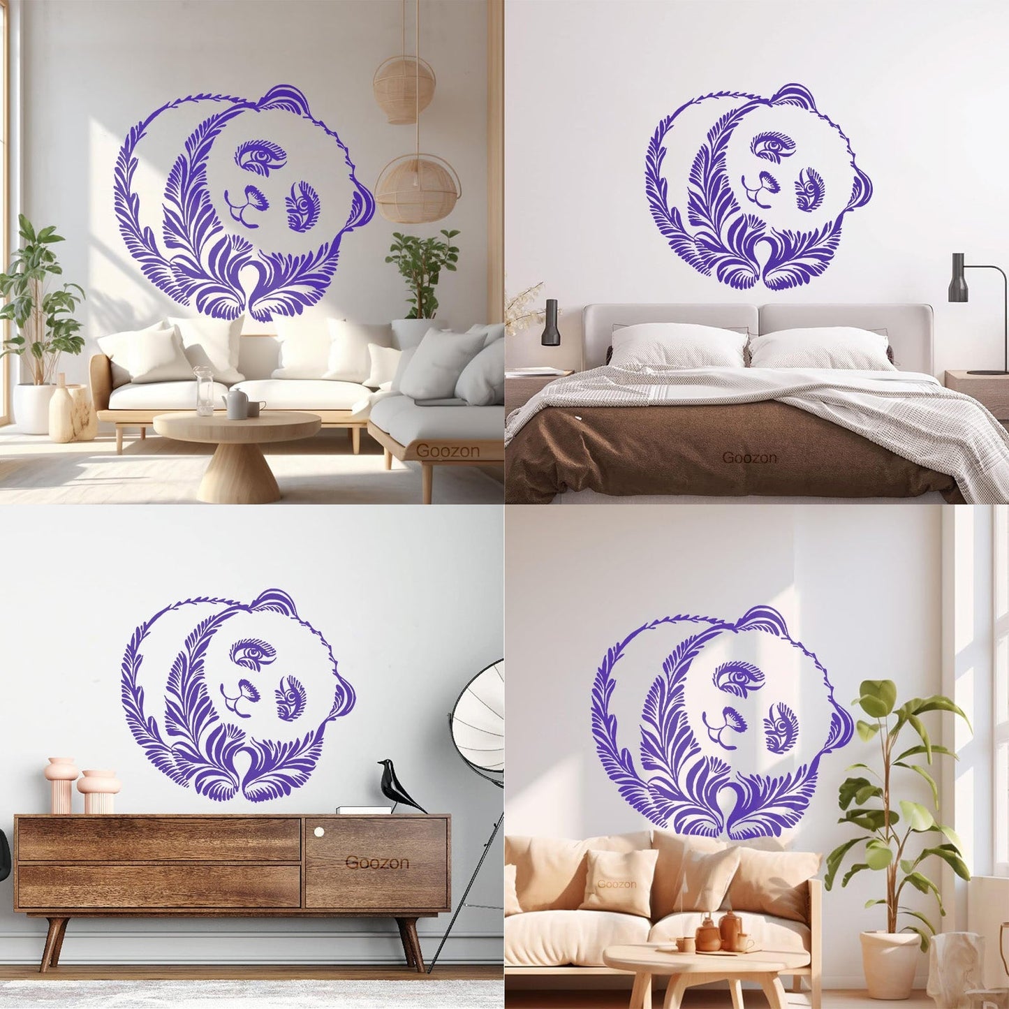 Wall Decals Pvc Panda Beer Animal Ornament Tribal Glass Stickers