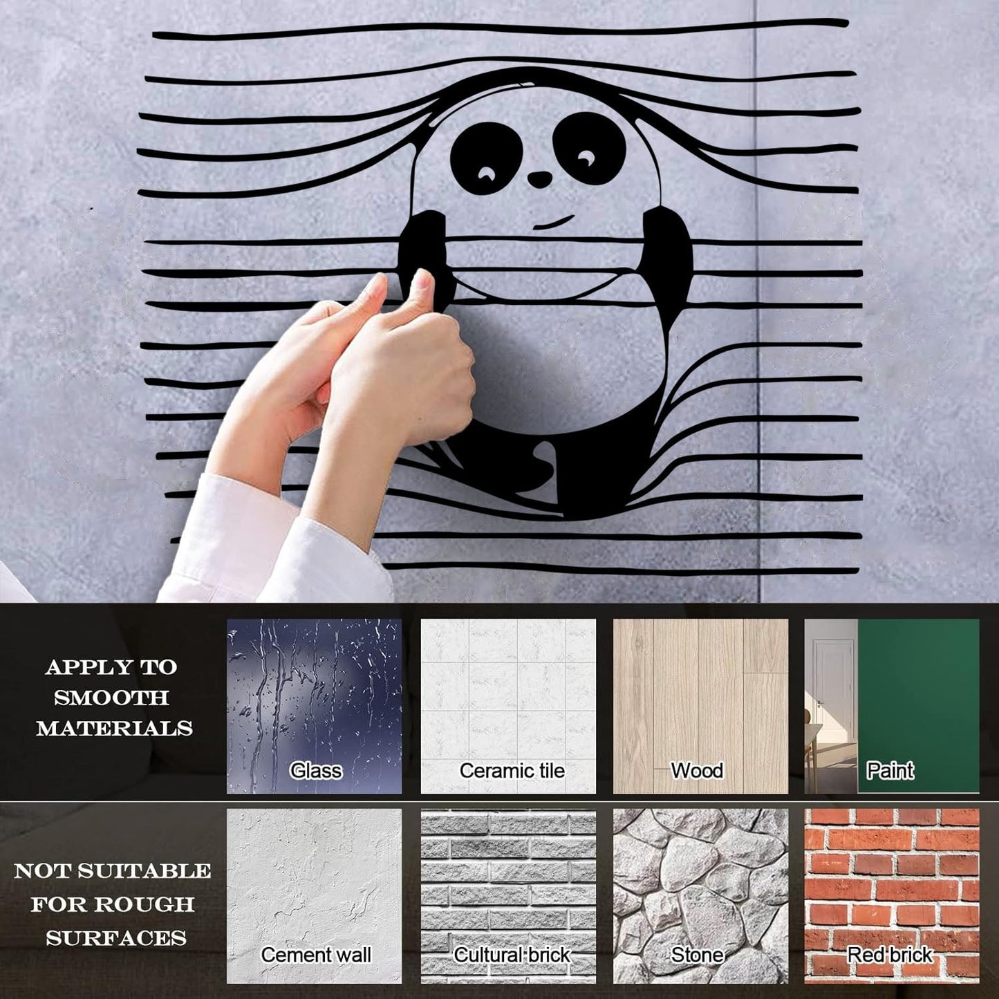 Vinyl Wall Stickers Panda Funny Animal Bear Removable Without Leaving Glue