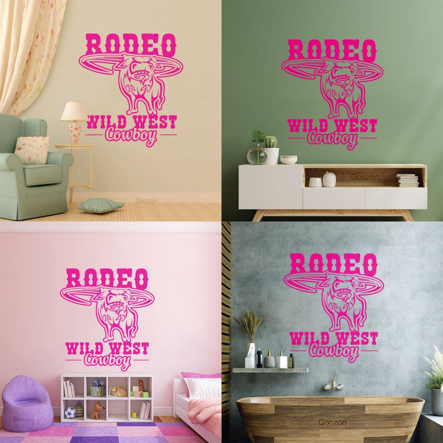 Rodeo Bull Wild West Cowboy Animal Vinyl Wall Stickers Glass Stickers