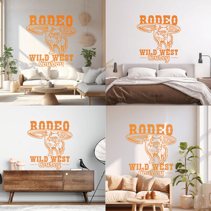 Rodeo Bull Wild West Cowboy Animal Vinyl Wall Stickers Glass Stickers