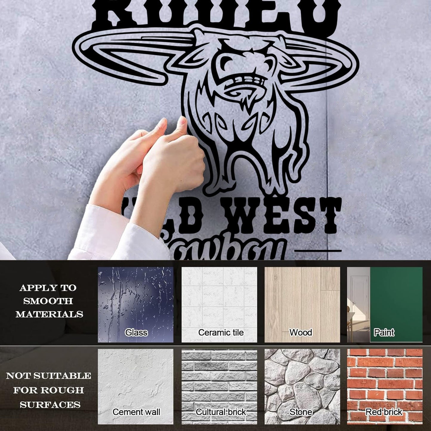 Rodeo Bull Wild West Cowboy Animal Vinyl Wall Stickers Glass Stickers