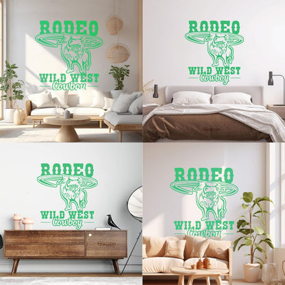 Rodeo Bull Wild West Cowboy Animal Vinyl Wall Stickers Glass Stickers