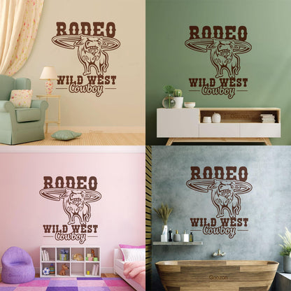 Rodeo Bull Wild West Cowboy Animal Vinyl Wall Stickers Glass Stickers