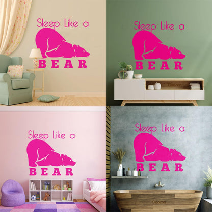 Fine Carving Decals Sleep Like A Bear Animal Grizzly Lettering Art Mural Painting