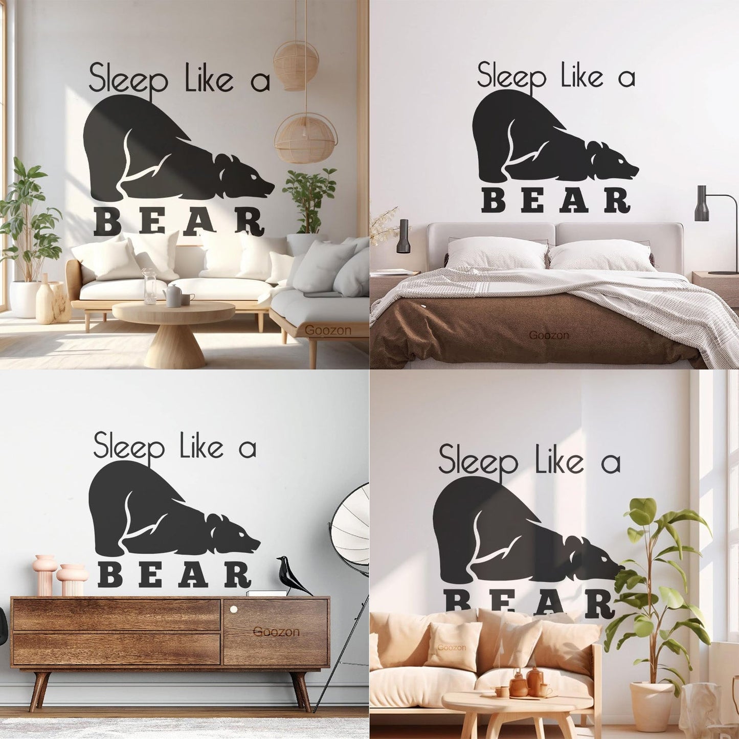 Fine Carving Decals Sleep Like A Bear Animal Grizzly Lettering Art Mural Painting