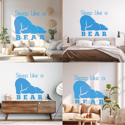 Fine Carving Decals Sleep Like A Bear Animal Grizzly Lettering Art Mural Painting