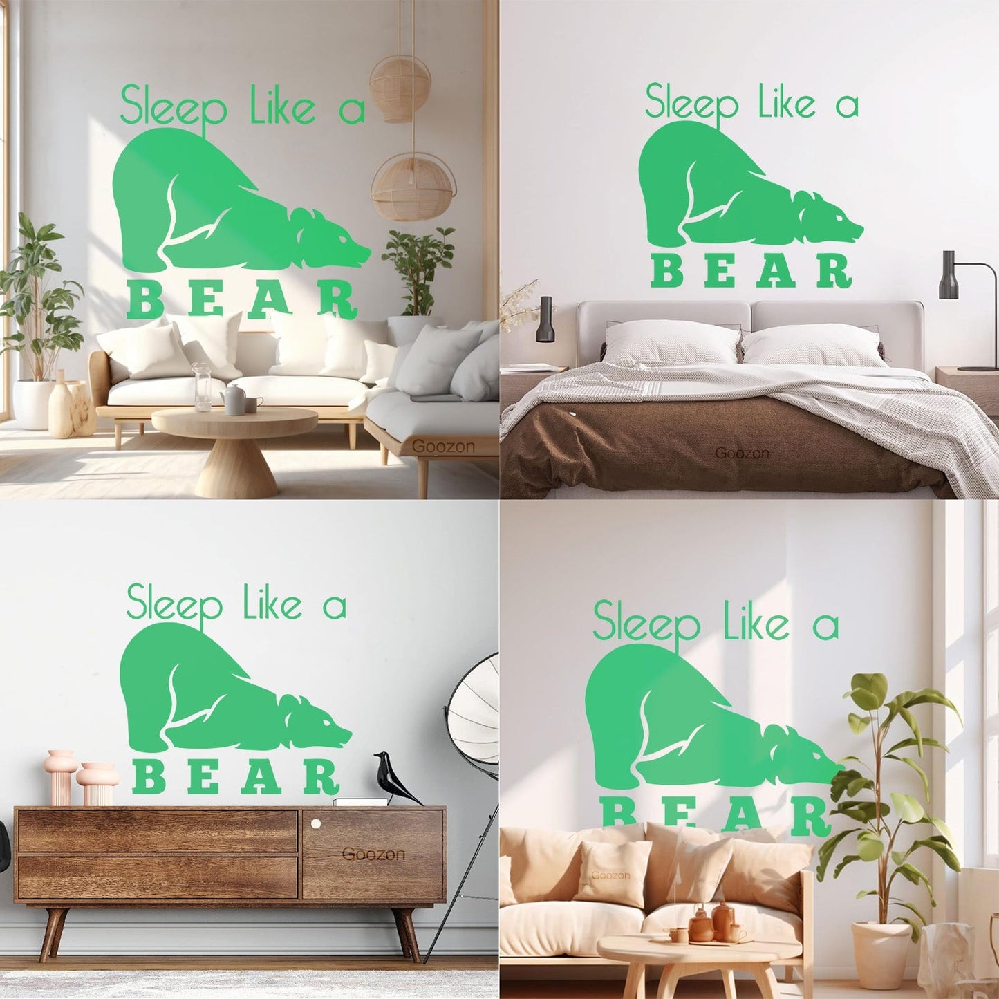 Fine Carving Decals Sleep Like A Bear Animal Grizzly Lettering Art Mural Painting