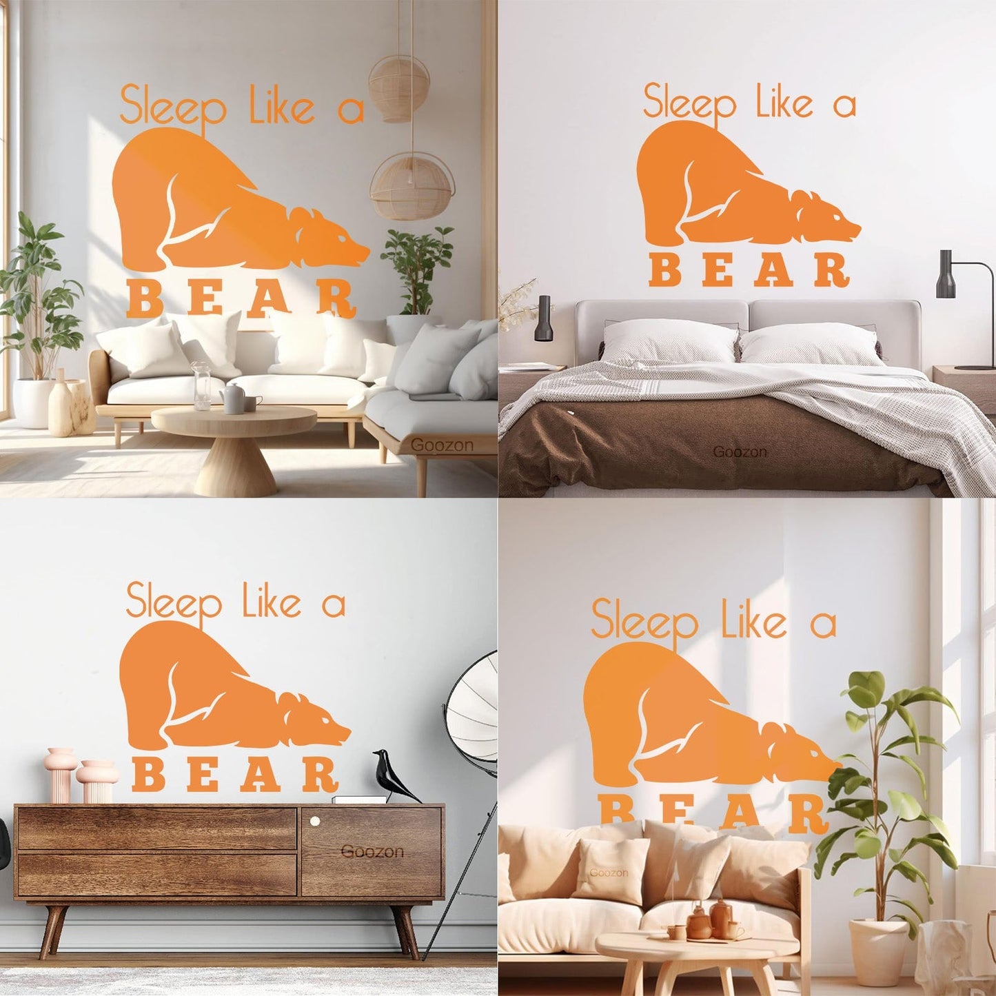Fine Carving Decals Sleep Like A Bear Animal Grizzly Lettering Art Mural Painting