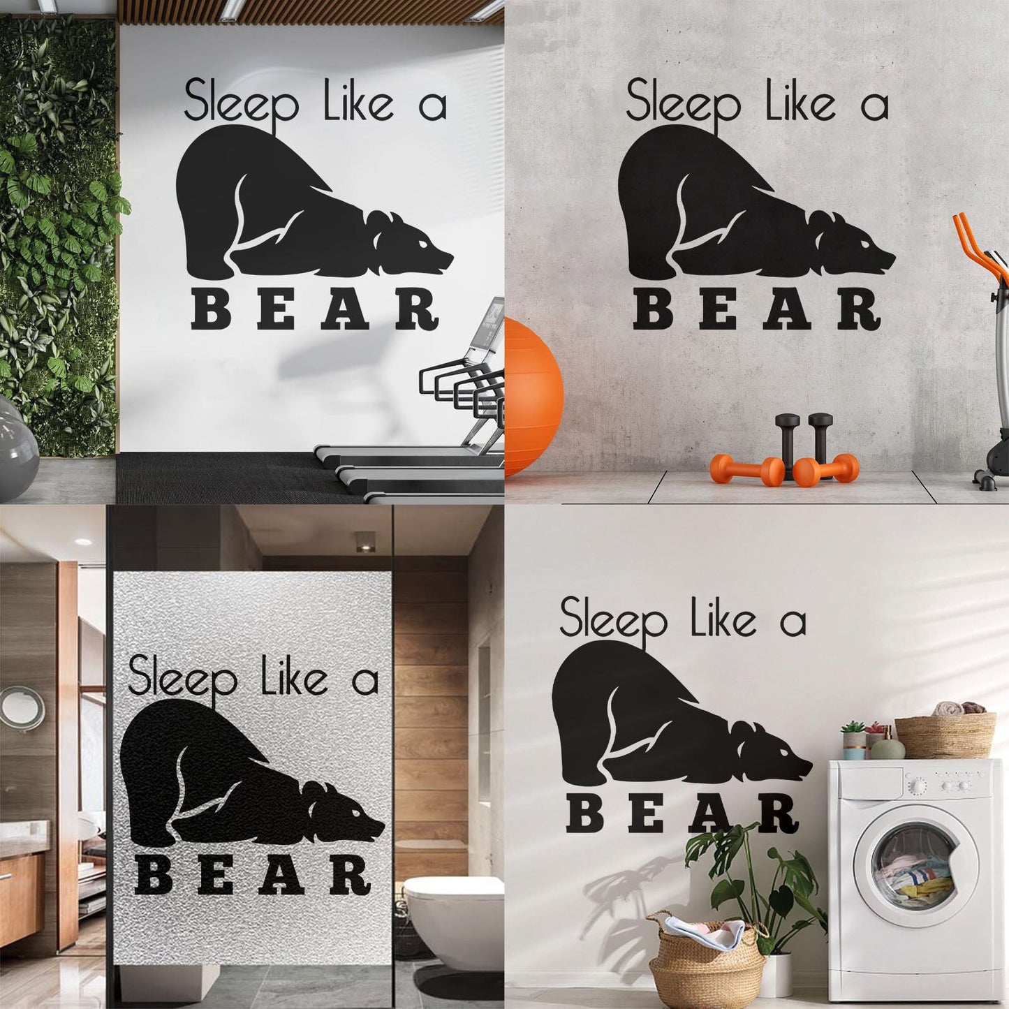 Fine Carving Decals Sleep Like A Bear Animal Grizzly Lettering Art Mural Painting