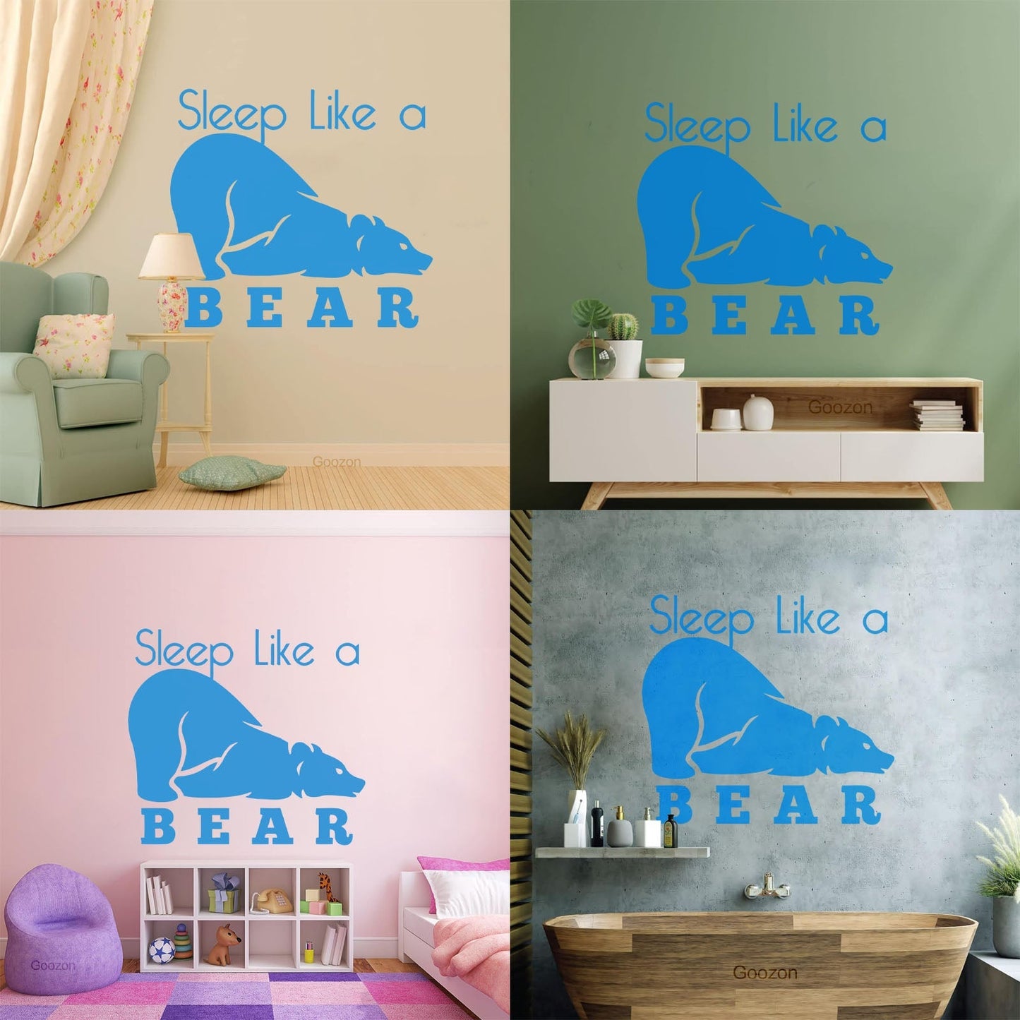 Fine Carving Decals Sleep Like A Bear Animal Grizzly Lettering Art Mural Painting