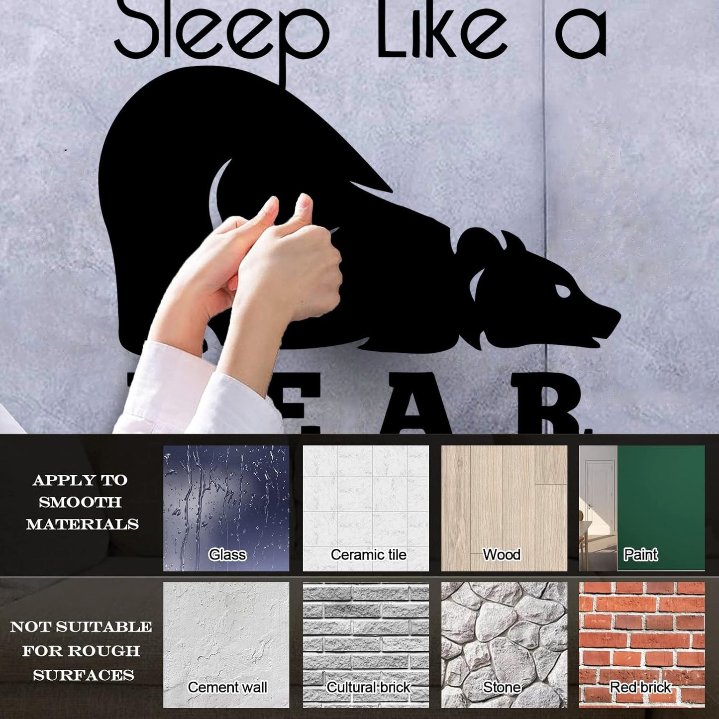 Fine Carving Decals Sleep Like A Bear Animal Grizzly Lettering Art Mural Painting