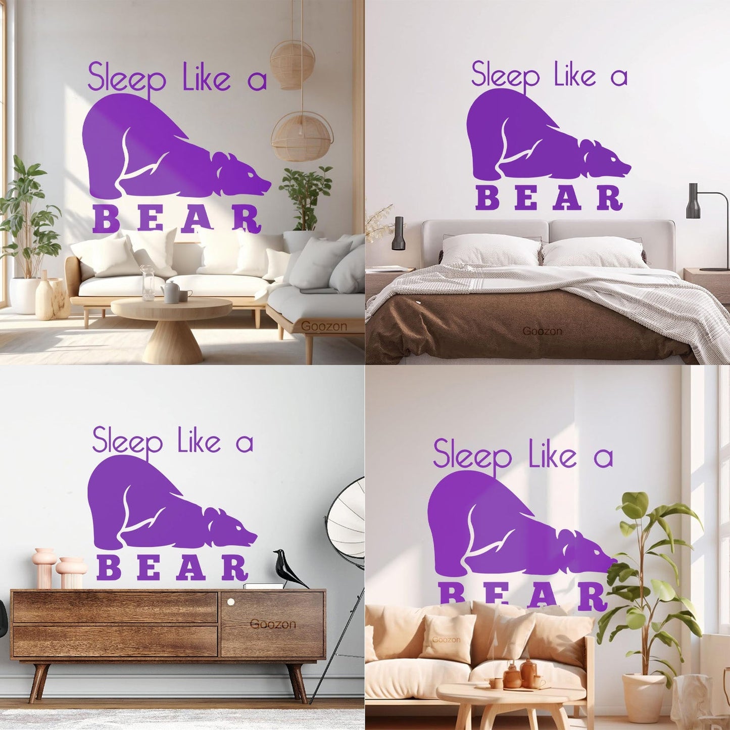 Fine Carving Decals Sleep Like A Bear Animal Grizzly Lettering Art Mural Painting