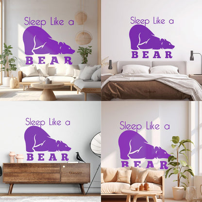 Fine Carving Decals Sleep Like A Bear Animal Grizzly Lettering Art Mural Painting