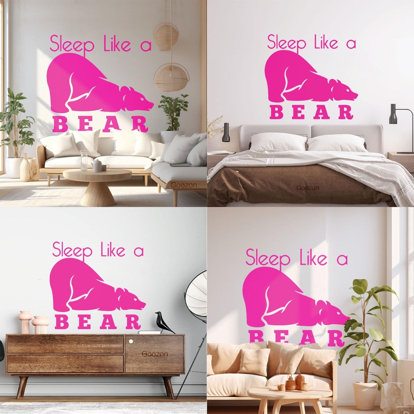 Fine Carving Decals Sleep Like A Bear Animal Grizzly Lettering Art Mural Painting