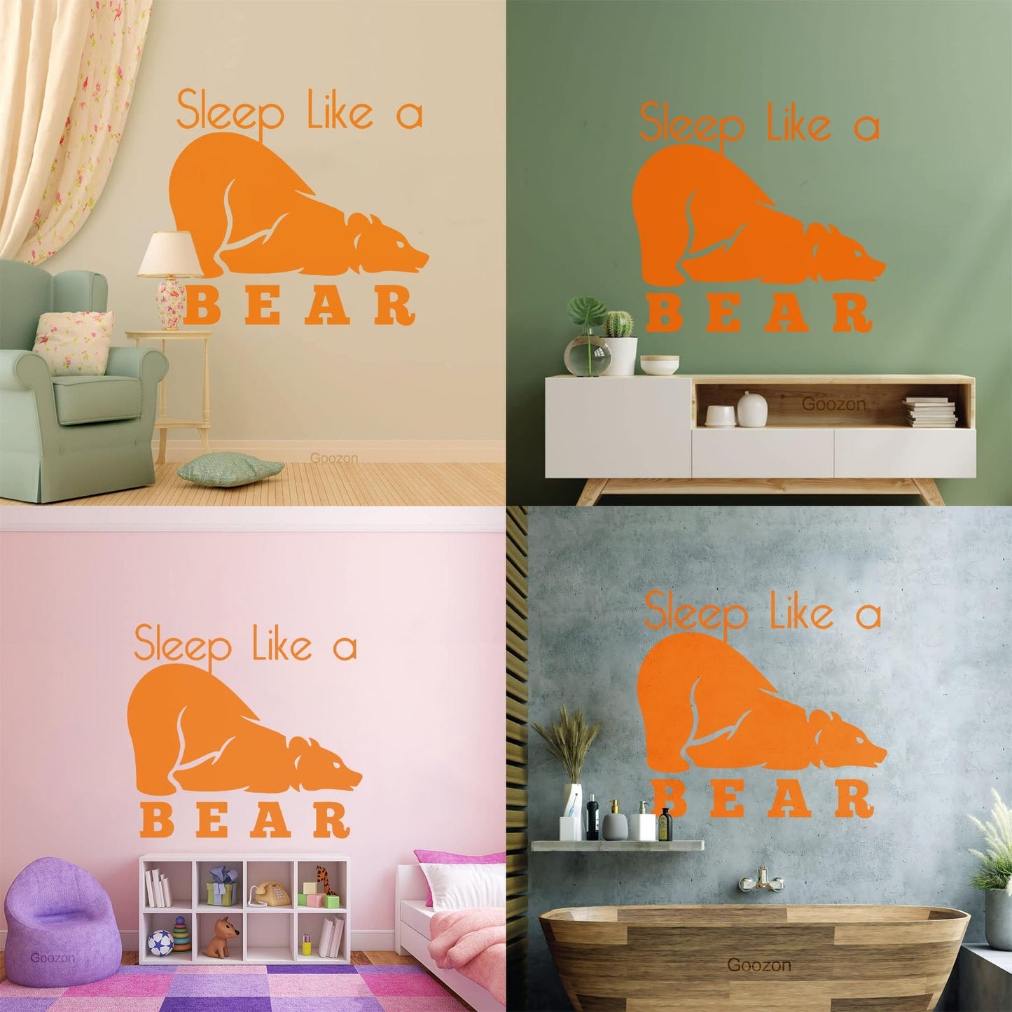 Fine Carving Decals Sleep Like A Bear Animal Grizzly Lettering Art Mural Painting