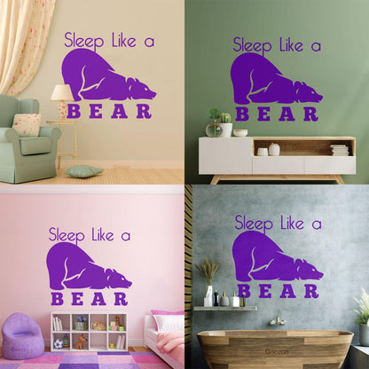 Fine Carving Decals Sleep Like A Bear Animal Grizzly Lettering Art Mural Painting