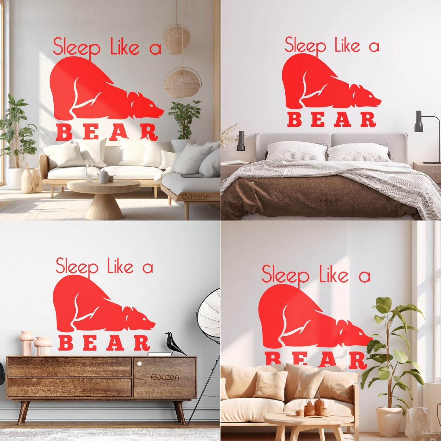 Fine Carving Decals Sleep Like A Bear Animal Grizzly Lettering Art Mural Painting