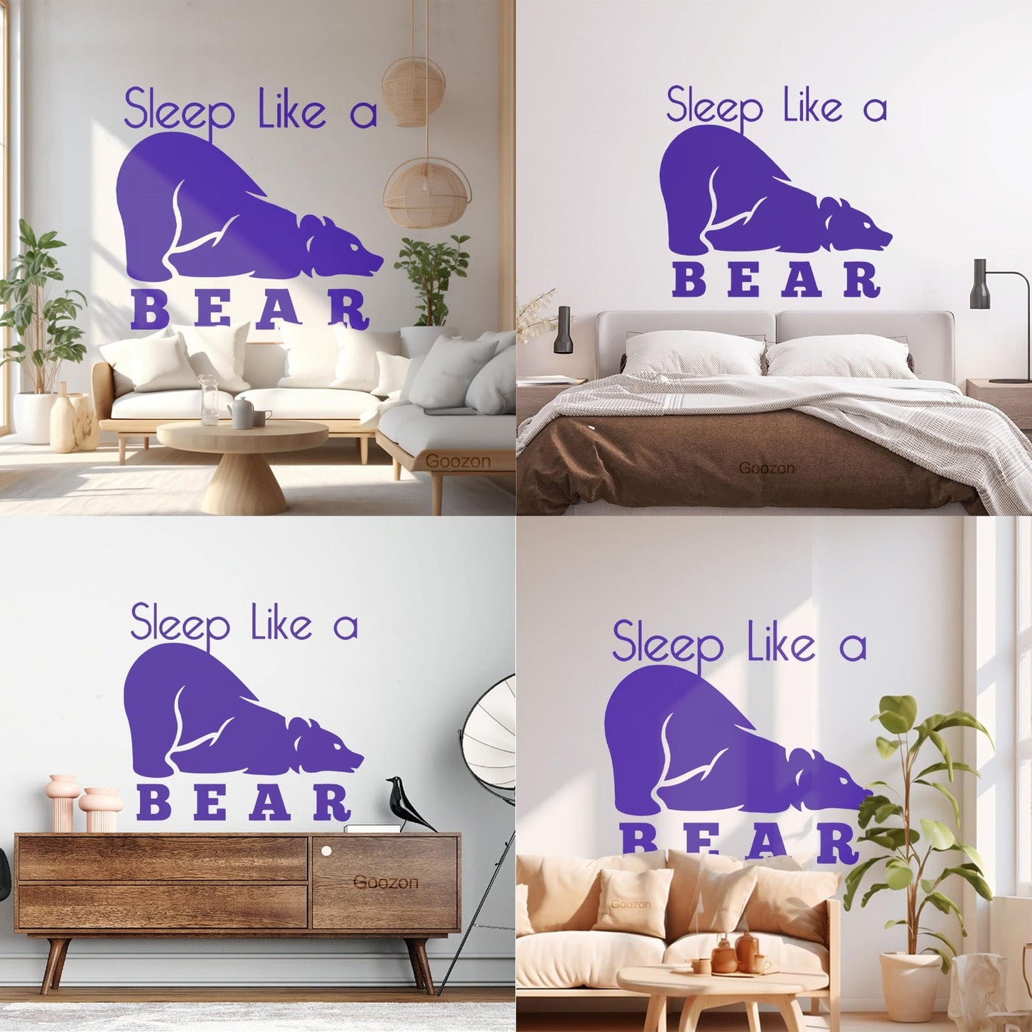 Fine Carving Decals Sleep Like A Bear Animal Grizzly Lettering Art Mural Painting