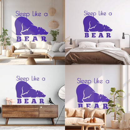 Fine Carving Decals Sleep Like A Bear Animal Grizzly Lettering Art Mural Painting