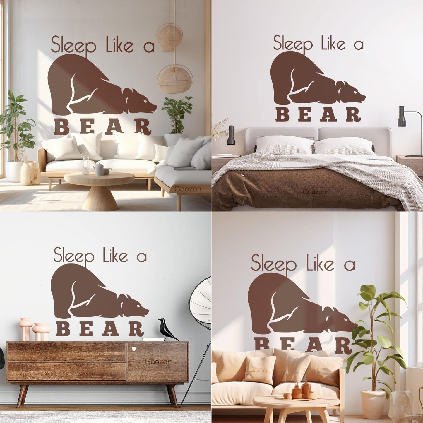 Fine Carving Decals Sleep Like A Bear Animal Grizzly Lettering Art Mural Painting