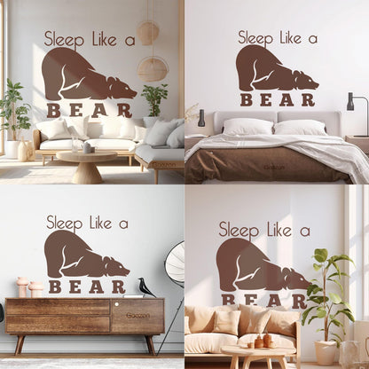 Fine Carving Decals Sleep Like A Bear Animal Grizzly Lettering Art Mural Painting