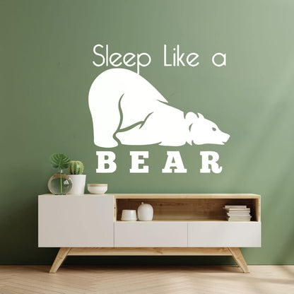 Fine Carving Decals Sleep Like A Bear Animal Grizzly Lettering Art Mural Painting