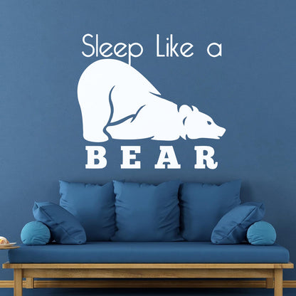 Fine Carving Decals Sleep Like A Bear Animal Grizzly Lettering Art Mural Painting