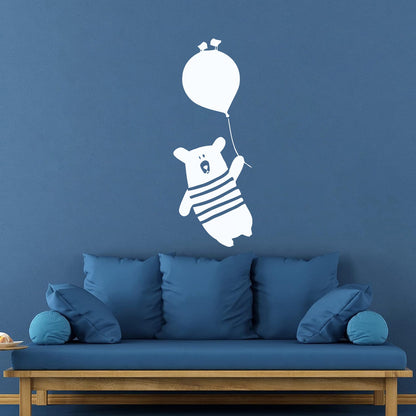 Vinyl Wall Stickers Teddy Bear On Ball Cute Birds Animal Wall Beautification