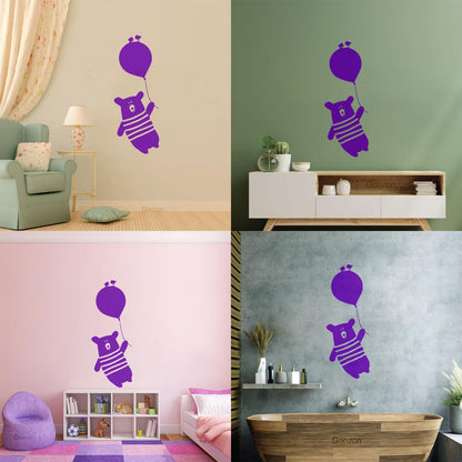 Vinyl Wall Stickers Teddy Bear On Ball Cute Birds Animal Wall Beautification
