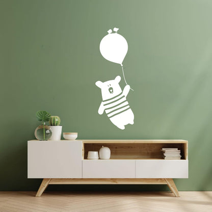 Vinyl Wall Stickers Teddy Bear On Ball Cute Birds Animal Wall Beautification