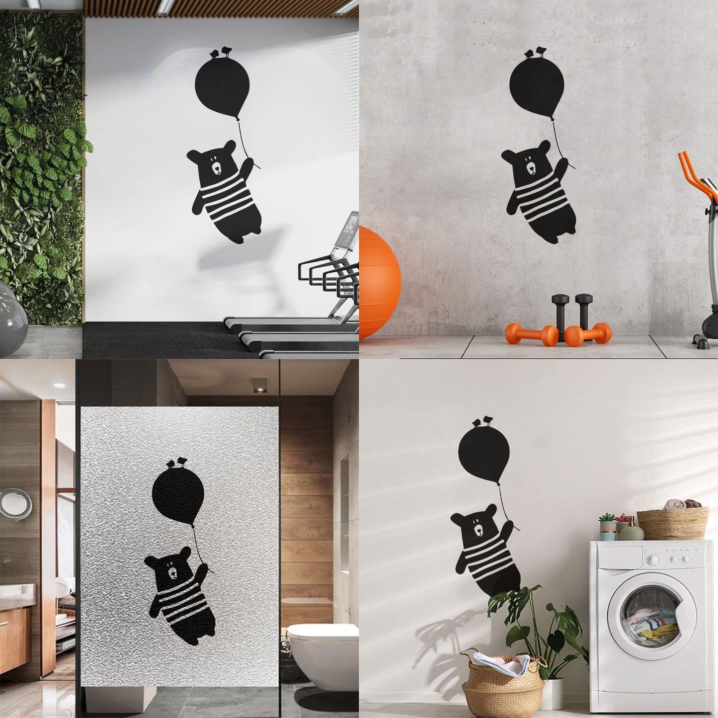Vinyl Wall Stickers Teddy Bear On Ball Cute Birds Animal Wall Beautification