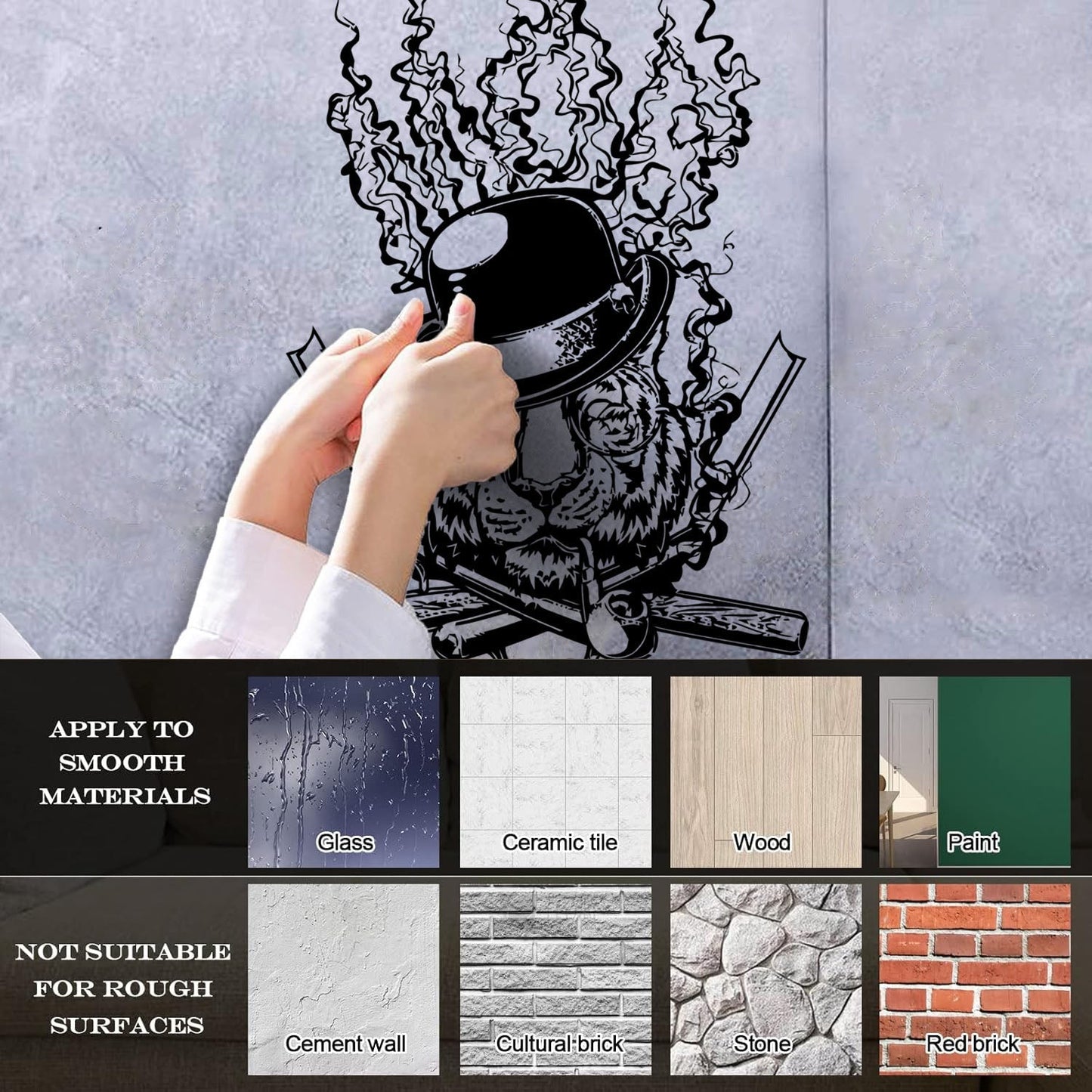 Mural And Wall Vinyl Decal Tiger Animal Mafia Knife Symbol Hat Weapon Claw Pipe Store Decoration