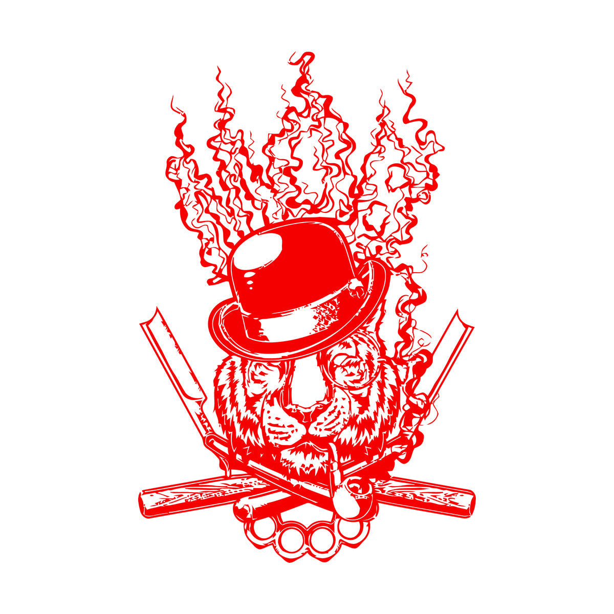 Mural And Wall Vinyl Decal Tiger Animal Mafia Knife Symbol Hat Weapon Claw Pipe Store Decoration