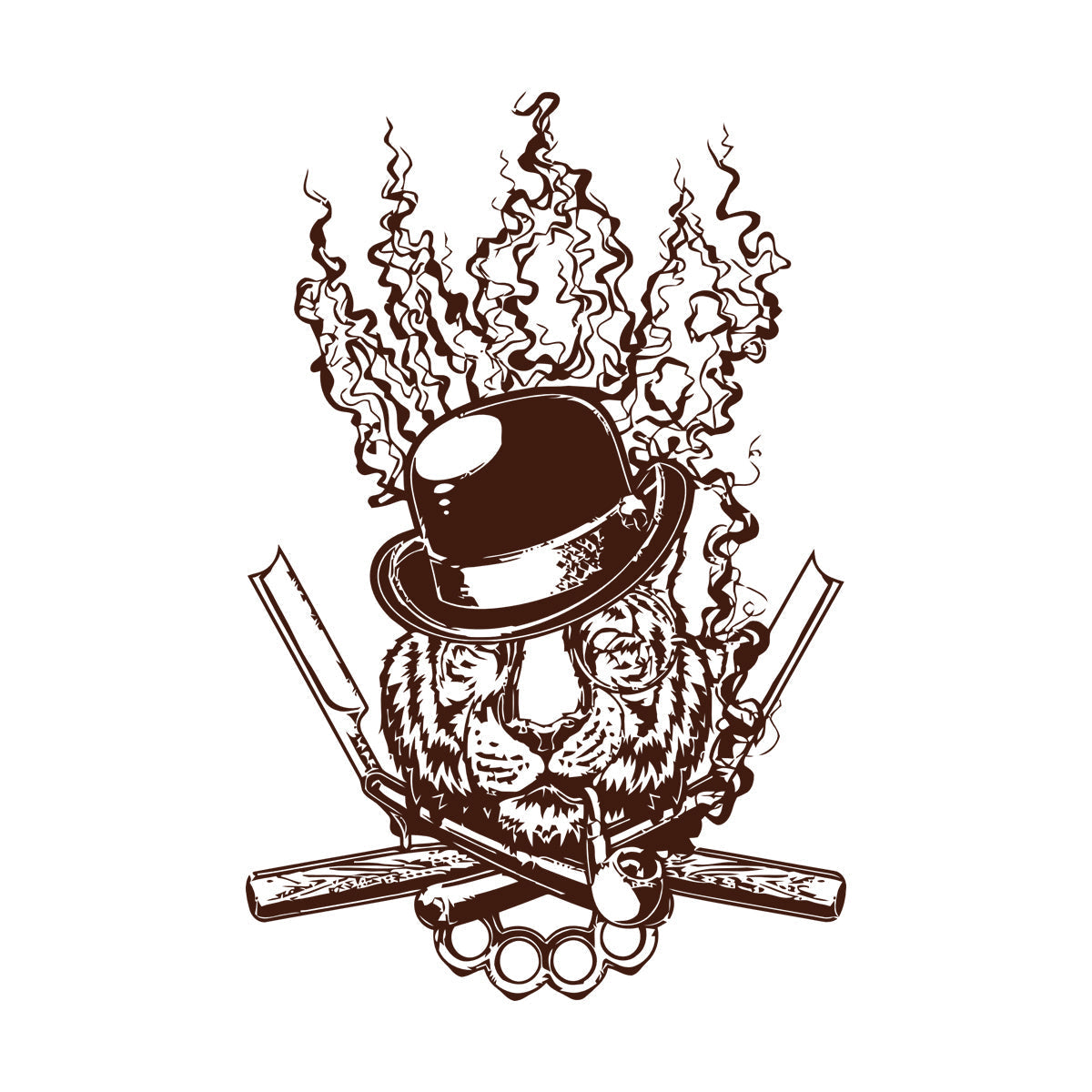 Mural And Wall Vinyl Decal Tiger Animal Mafia Knife Symbol Hat Weapon Claw Pipe Store Decoration