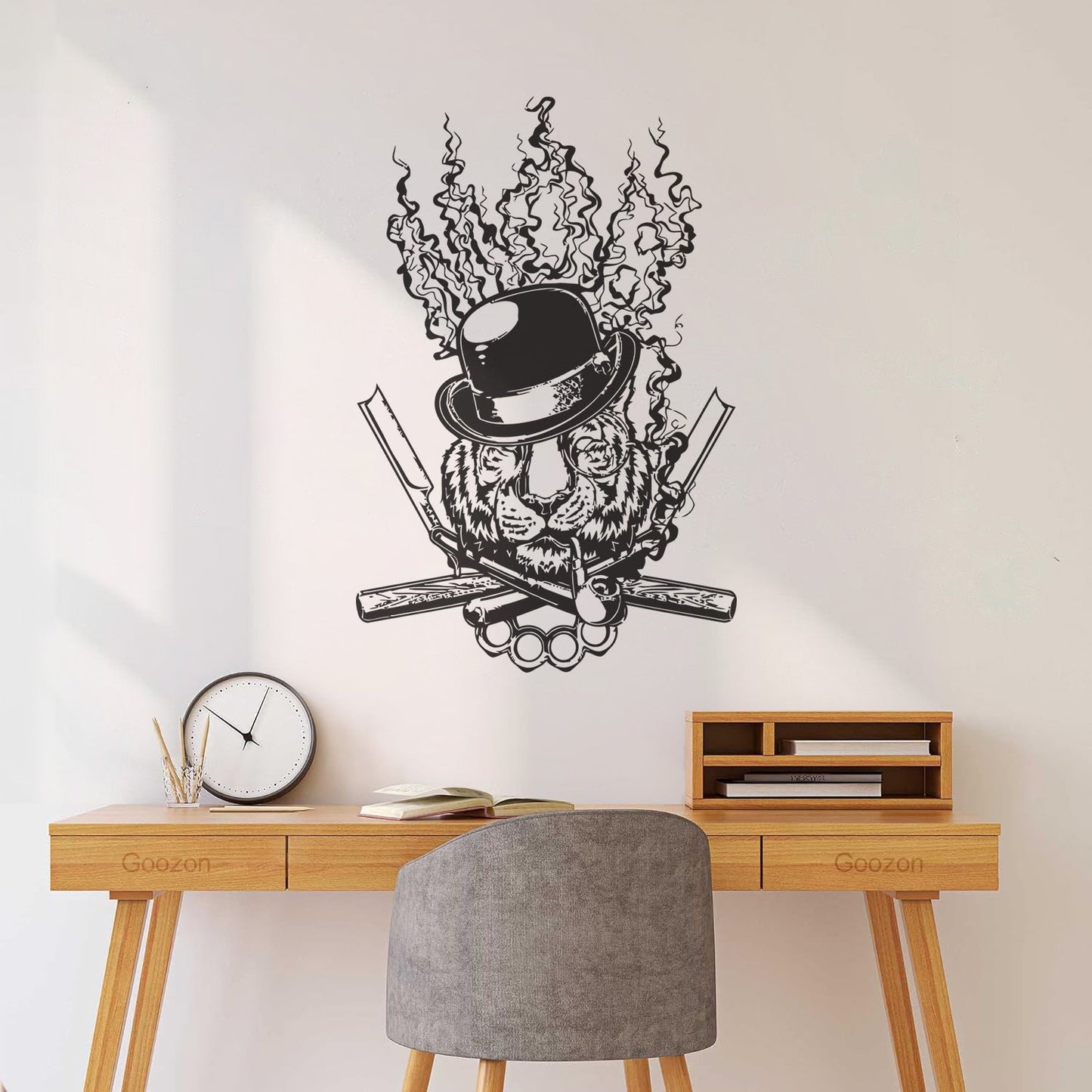 Mural And Wall Vinyl Decal Tiger Animal Mafia Knife Symbol Hat Weapon Claw Pipe Store Decoration