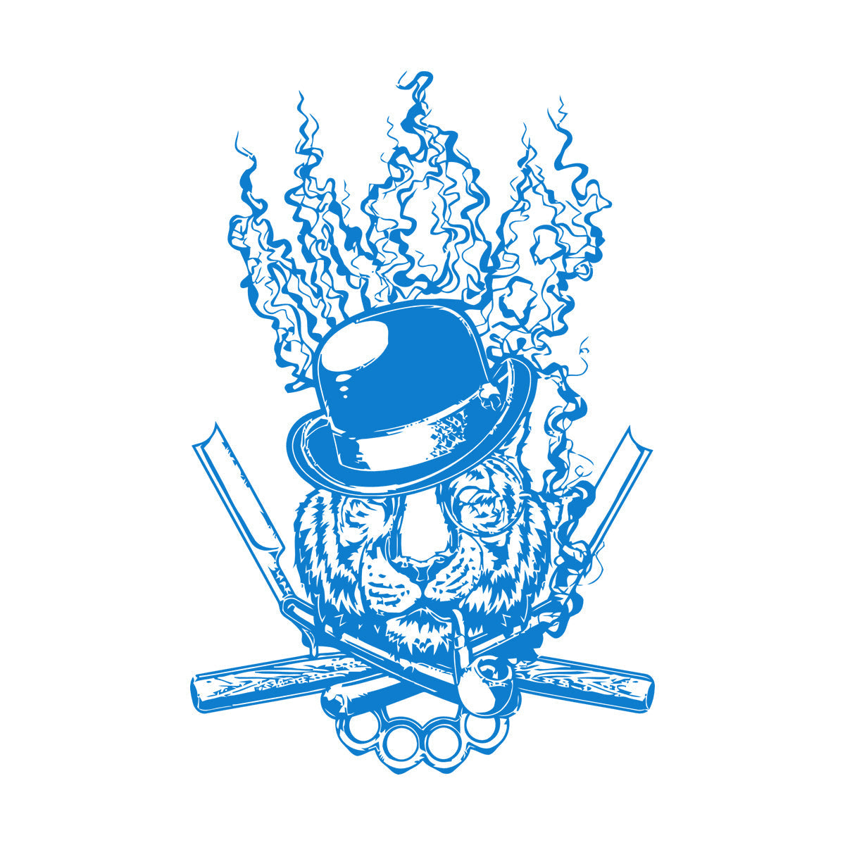 Mural And Wall Vinyl Decal Tiger Animal Mafia Knife Symbol Hat Weapon Claw Pipe Store Decoration