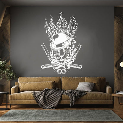 Mural And Wall Vinyl Decal Tiger Animal Mafia Knife Symbol Hat Weapon Claw Pipe Store Decoration